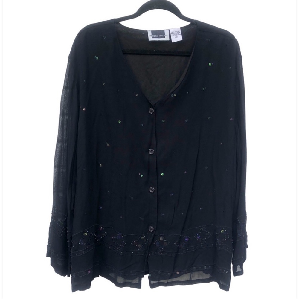 Maggie Barnes Black Blouse with Subtle Embellishments